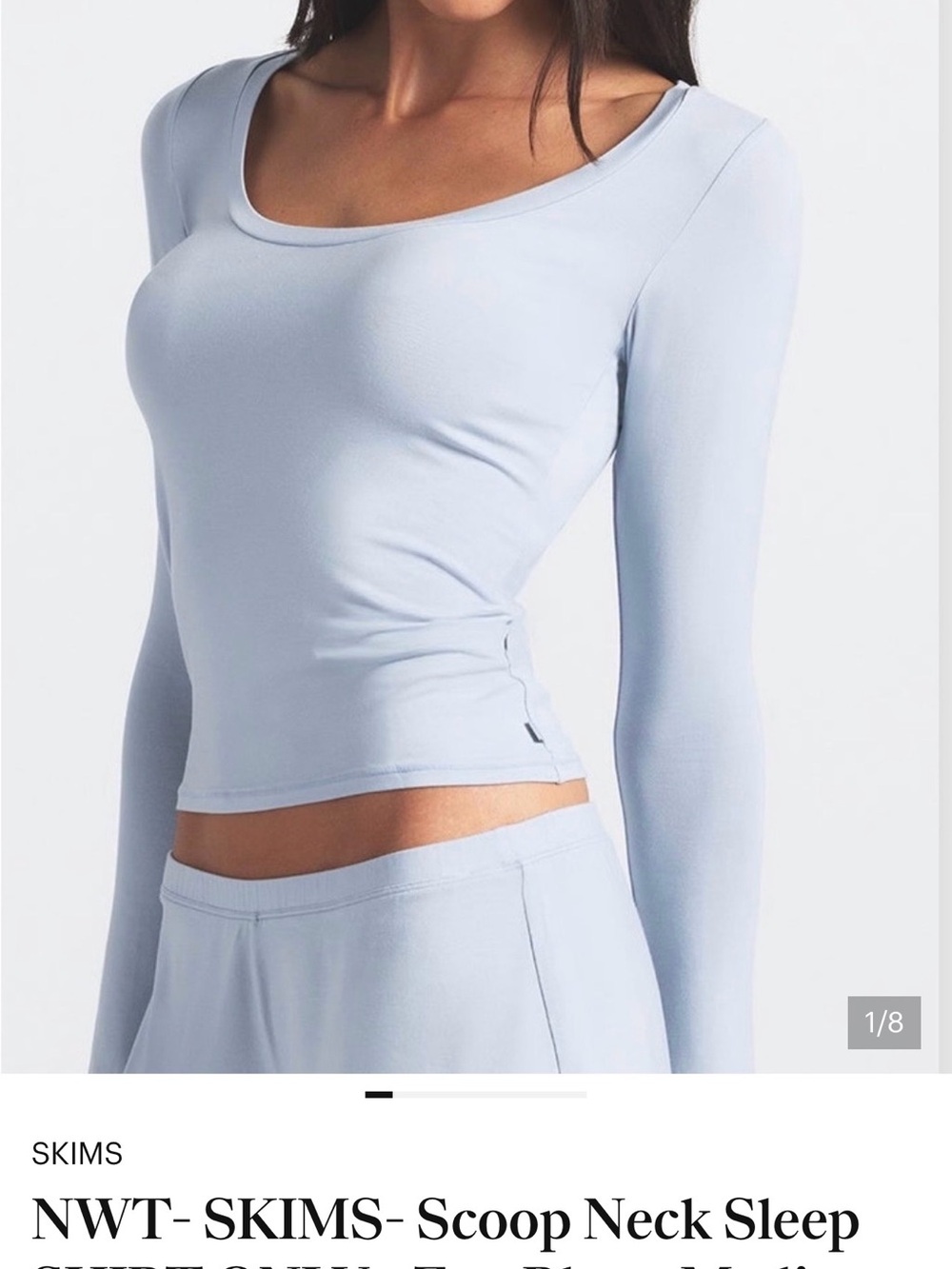 SKIMS Scoop Neck Sleep Top only| Zen Blue | Size S - Picture 3 of 11